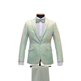 3pc Mint Green & Gold Sparkle Pattern Tuxedo - Front View