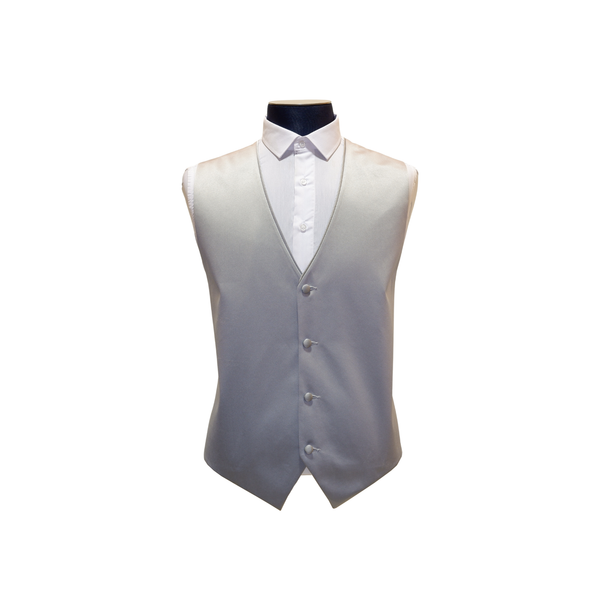 Silver Solid Satin Vest - Front View