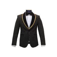 Black & Gold Crystal Dots Blazer - front view