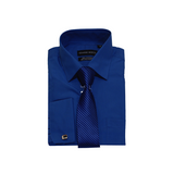 Royal Blue Solid Cufflink Dress Shirt - Classic Fit - Front View