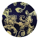 Navy Blue & Gold Peak Lapel Floral Pattern Blazer - swatch