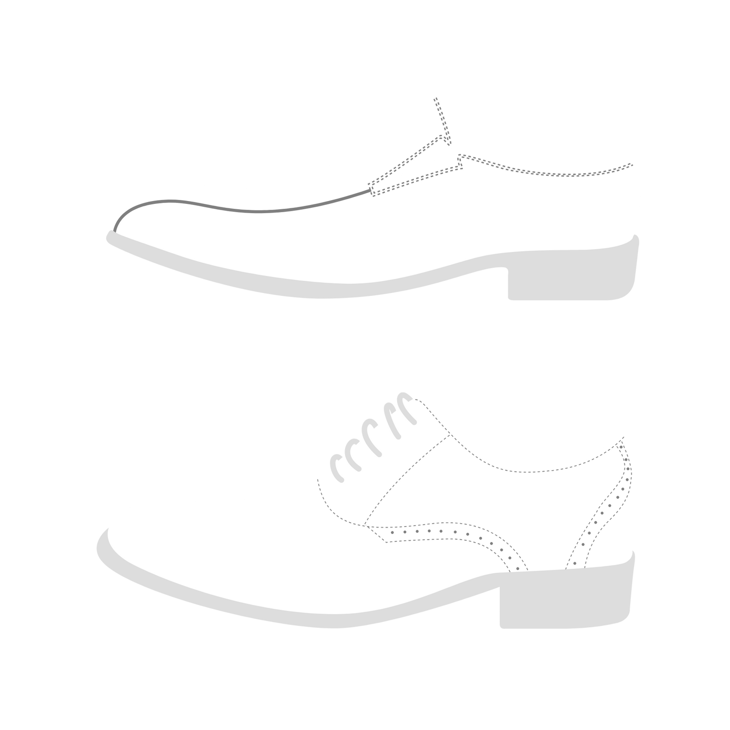 Simple of graphic of a loafer above a dress shoe