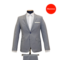 2pc Royal Blue & White Micro Check Suit - Slim Fit - Front View