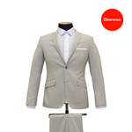 2pc Light Grey & White Micro Check Suit - Slim Fit - Front View