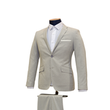 2pc Light Grey & White Micro Check Suit - Slim Fit - Side View