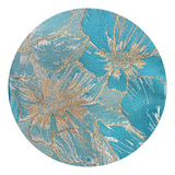 Turquoise & Gold Shawl Lapel Floral Sparkle Blazer - Swatch