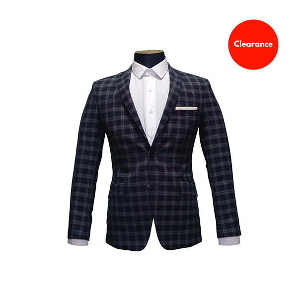 Navy Blue & White Check Blazer