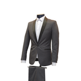 2pc Charcoal Shawl Lapel Tuxedo - Slim Fit - Side View
