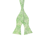 Lime Green Paisley Pattern Self-Tie Bow Tie - Front View