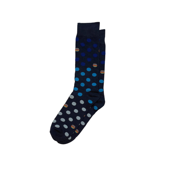 Black & Blue Polka Dot Pattern Dress Socks - Front View