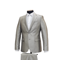 2pc Silver Metallic Suit - Slim Fit - Side View
