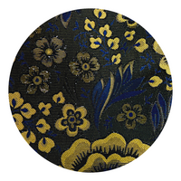 Navy Blue & Gold Shawl Lapel Floral Blazer - Swatch