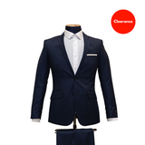 2pc Navy Blue & Royal Blue Check Suit - Slim Fit - Front View
