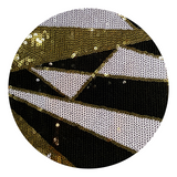 Black/White & Gold Peak Lapel Geometric Pattern Sequin Blazer - Swatch