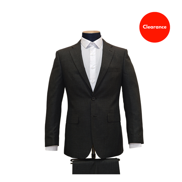 2pc Charcoal Textured Suit - Slim Fit - Front View