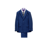 4pc Brilliant Blue Textured Boy's Suit - Front View