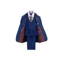 4pc Brilliant Blue Textured Boy's Suit - Open View