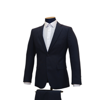 2pc Navy Blue Poly Suit - Slim Fit - Side View