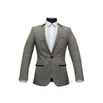 Black & White Notch Lapel Geometric Pattern Blazer - front view