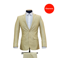 2pc Champagne Poly Suit - Slim Fit - Front View