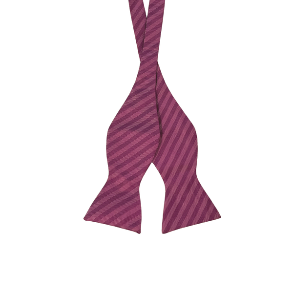 Magenta Striped Pattern Self-Tie Bow Tie - Front View