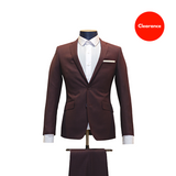 2pc Burgundy Textured Suit - Slim Fit - Front View