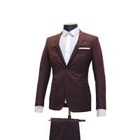2pc Burgundy Textured Suit - Slim Fit - Side View