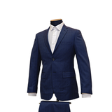 2pc Indigo Blue & Navy Blue Plaid Suit - Slim Fit