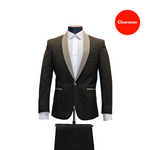 2pc Black with Grey Shawl Lapel Tuxedo - Slim Fit - Front View