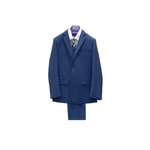 4pc Blue Textured Pattern Boy's Suit - front View