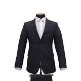 2pc Dark Navy & Champagne Textured Suit - Slim Fit