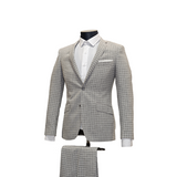 2pc Light Grey Check Suit - Slim Fit - Back View