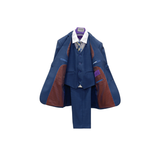 4pc Blue Textured Pattern Boy's Suit - Open View