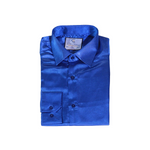 Metallic Blue Polka Dot Dress Shirt - Front View