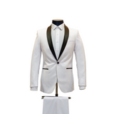 2pc White Shawl Lapel Tuxedo - Slim Fit - Front View
