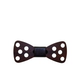 Dark Brown & Black Wooden Polka Dot Bow Tie - Front View