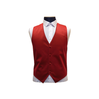 Red Solid Satin Vest - Front View