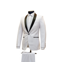 2pc White Shawl Lapel Tuxedo - Slim Fit - Side View