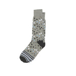 Grey & Charcoal Polka Dot Striped Pattern Dress Socks - Front View
