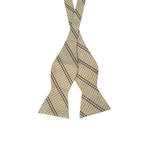 Lime Green & Brown Check Pattern Self-Tie Bow Tie - Front View