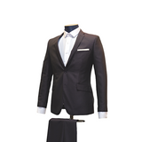 2pc Dark Plum Textured Suit - Slim Fit - Side View