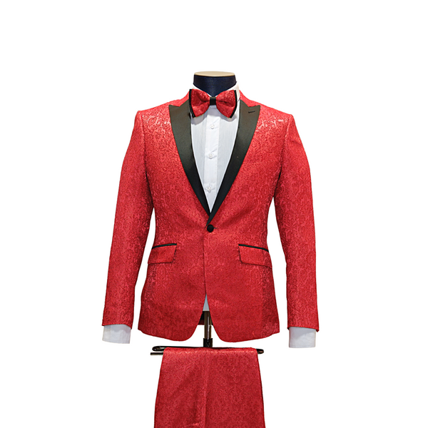 2pc Red Floral Tuxedo - Front View