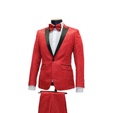 2pc Red Floral Tuxedo - Side View
