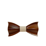Brown Wooden 3D Bow Tie - Front View
