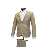 2pc Beige Wheat Textured Suit - Slim Fit - Side View