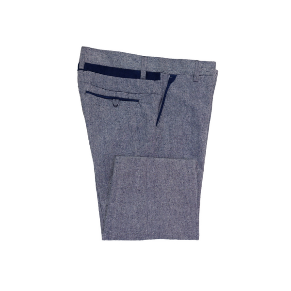 Textured Skinny Dress Pants - Navy Blue - Folded