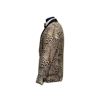 Cream Shawl Lapel Leopard Print Blazer - Side View