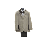 4pc Stone Grey Textured Boy's Suit - Front View