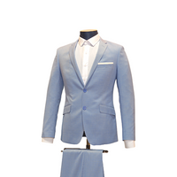 2pc Baby Blue Textured Suit - Slim Fit - Side View
