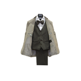 4pc Stone Grey Textured Boy's Suit - Open View